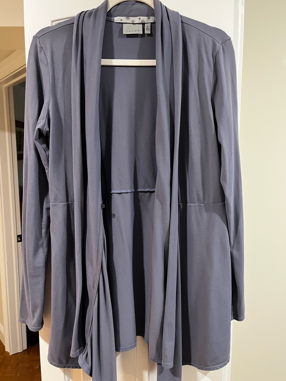Athleta Slate Gray Open-Front Draped Jacket